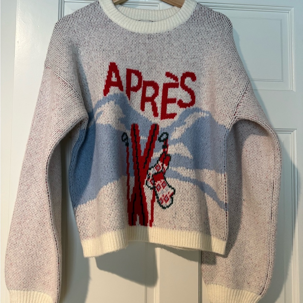 a new day Après Knit Sweater - Red and Cream